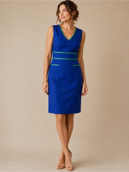 Anne Klein Dresses & Skirts - 💙✨ Anne Klein Blue Sheath Dress w/ Green Trim – Size 2 💼💚